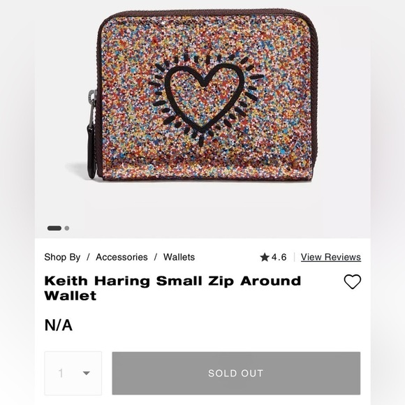 Coach X Keith Haring Small Zip Around Wallet Multi Glitter #F55639 New With Tags - Picture 3 of 16